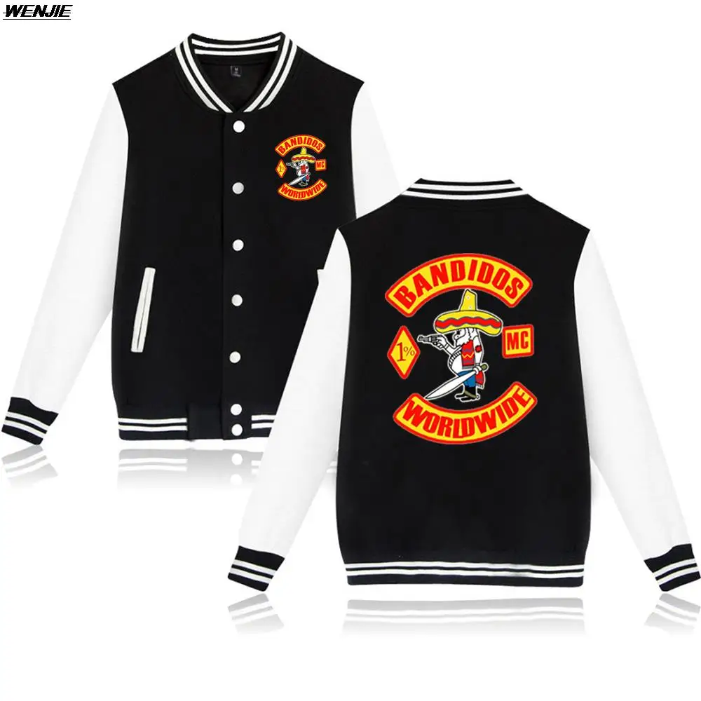 

Bandidos baseball uniform Men/women Sweatshirts Fashion Streetwear Jackets Casual Clothes Autumn And Winter Tops 2D Print