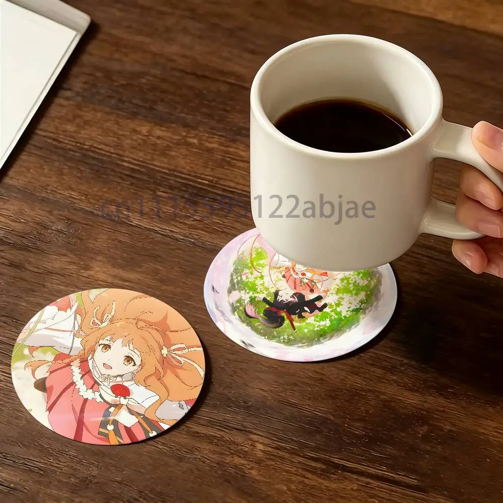 a-agents of the four seasons Kayo Hinagiku Round Wooden Coaster Decorative Coffee Cup for Use in Coffee Shops Bars