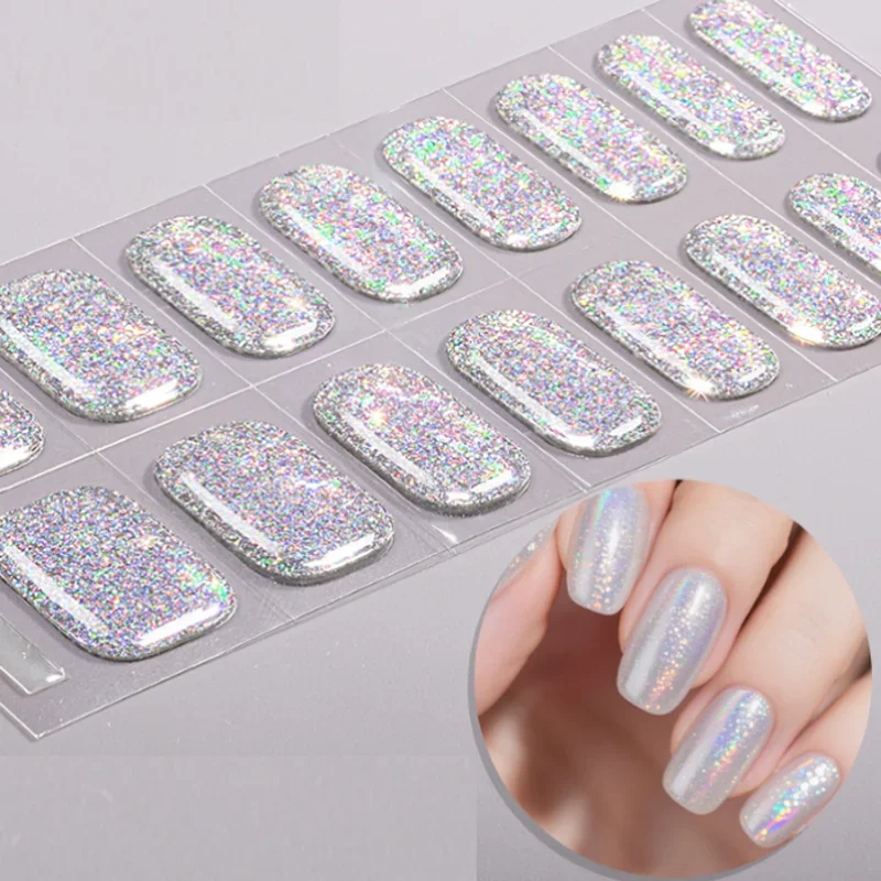 

20 Strips Flash Cured Gel Nail Art Stickers 60s UV-Cured Nail Decals for Beautiful Nail Nail Art Decal Manicure Decorations