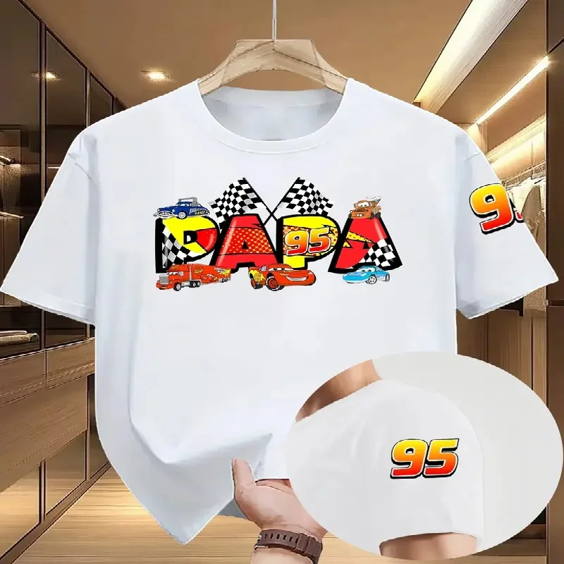 

2025 Summer Disney Fun Sally Lightning McQueen Car 100% Pure Cotton Loose, Comfortable and Casual Couple Love Gift T-shirt