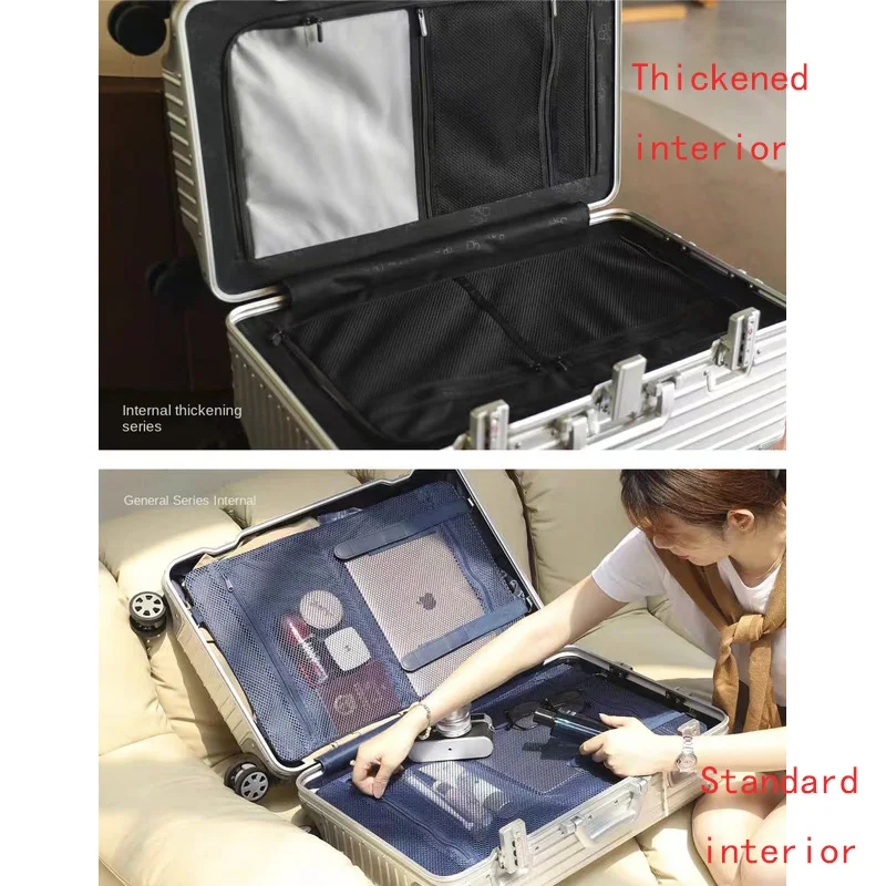 KO-KU 100% حقيبة ألومنيوم بالكامل 3:7 حقيبة معدنية سميكة 22-32 بوصة سعة كبيرة للأمتعة 20 بوصة قفل جمركي TSA #6