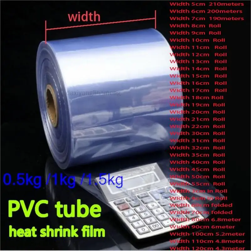 0.5-1.5kg PVC Heat Shrinkable Continue Pipe Clear Film DIY HOT Shrink Wrap Packaging Tube Plastic Pack Box Bottle Jar GIFTS JOY