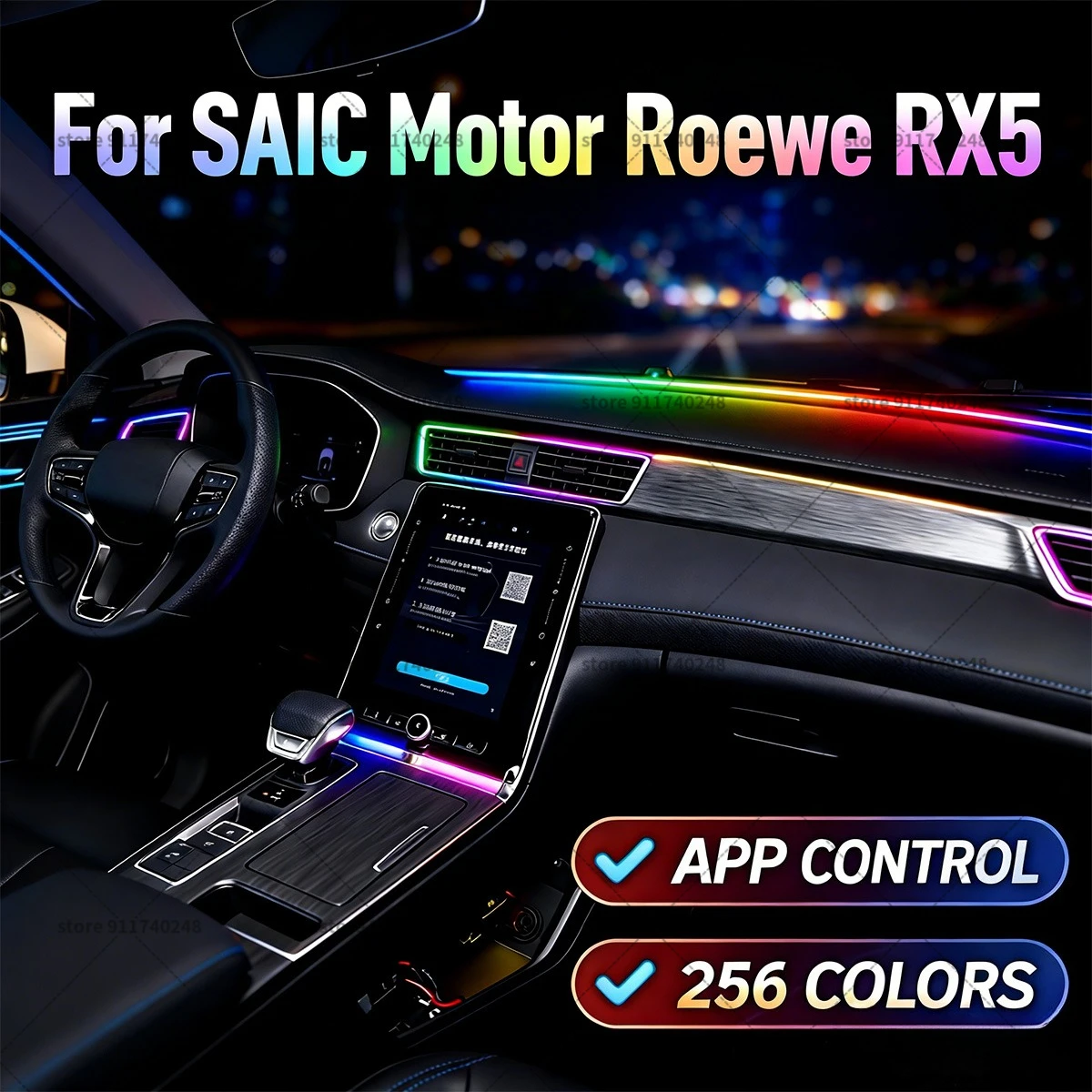 

For SAIC Motor Roewe RX5 Automotive decoration light strip, colorful acrylic front windshield soundproofing strip