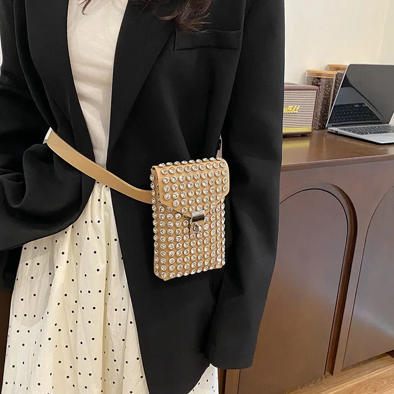 Women's Diamond Crossbody Shoulder Bag Fashion Ins Waist & Chest Bag Stylish Trendy Accessory for Ladies