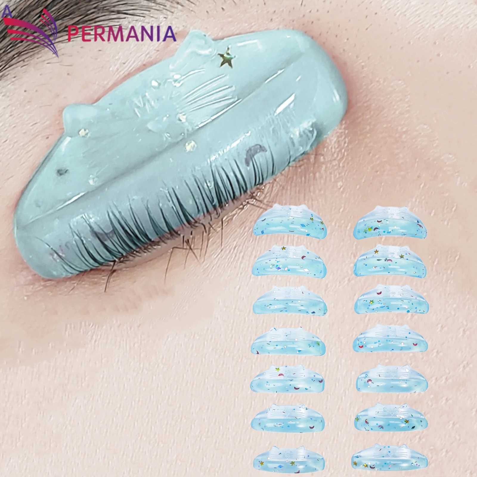 แผ่นดัดขนตาซิลิโคน PERMANIA 7 คู่ แบบ C Curl แผ่นดัดขนตาแบบมีกาวในตัว สำหรับยกขนตา 3 มิติ อุปกรณ์เสริมสำหรับดัดขนตา เครื่องมือแต่งหน้า