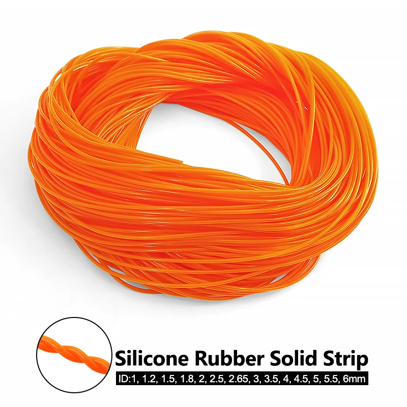 Diamater 1mm/1.2/1.5/1.8/2/2.5~6mm Orange Silicone Rubber Solid Strip Sealing Ring Orange Rubber Cord High Temperature O-Bar