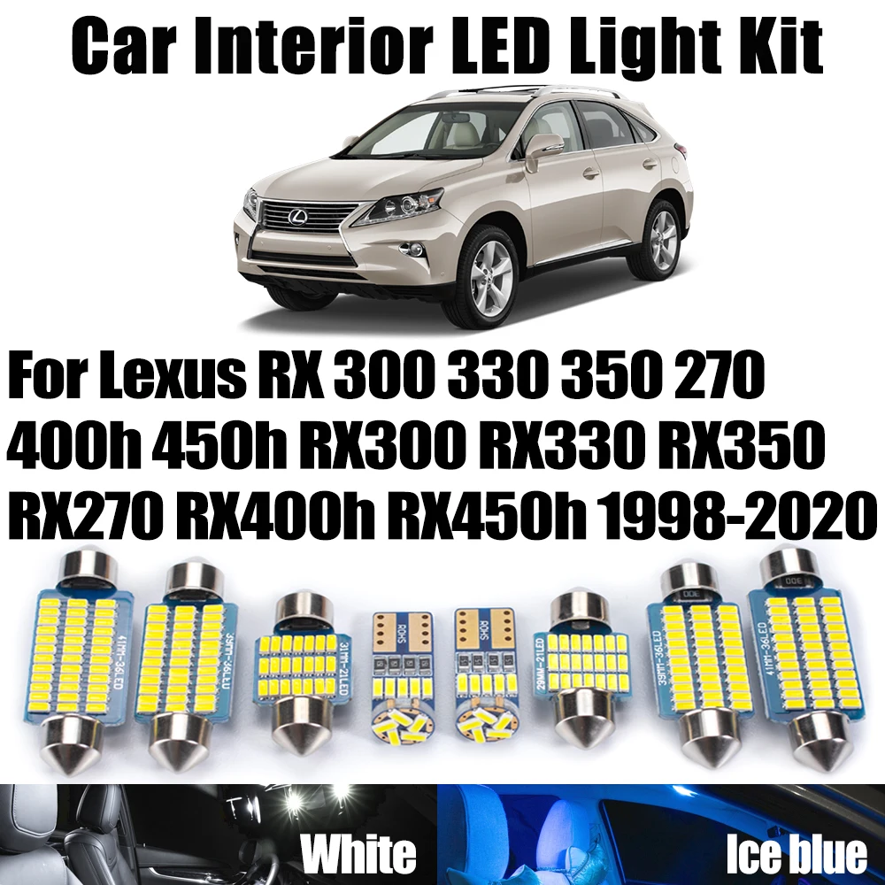 

For Lexus RX 300 330 350 270 400h 450h RX300 RX330 RX350 RX270 RX400h RX450h 1998-2020 LED Interior Map Dome Courtesy Light Kit
