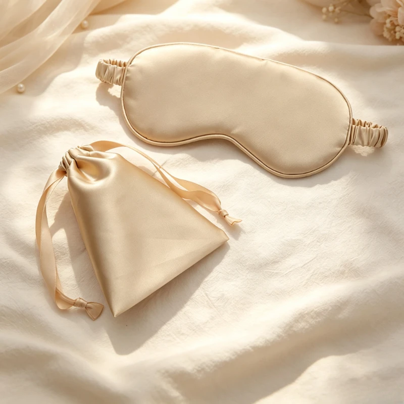 Simulated Silk Blackout Sleep Eye Mask with Storage Bag Comfort Lunch Break Travel Portable Eye Protection Set