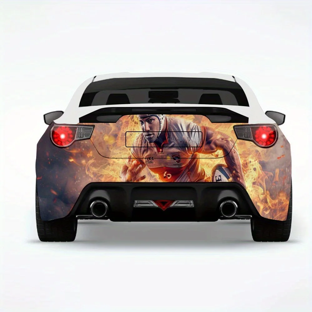 Rugby Player Flame Rush Car Sticker,Automotive Car Vinyl Wraps for Decoration and Protection - Waterproof Self - Adhesive Vinyl