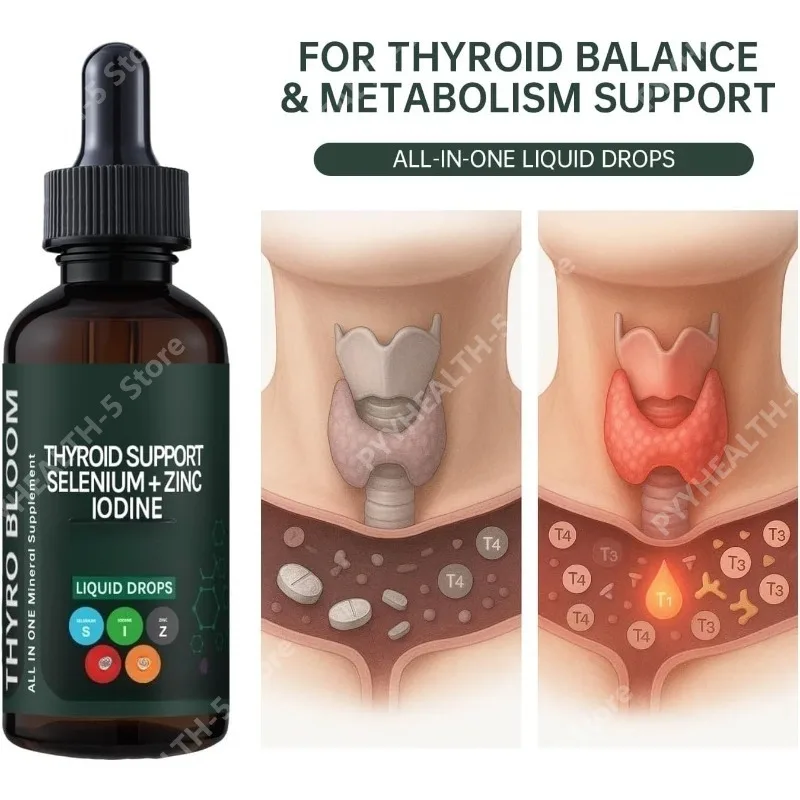 

Жидкие капли для поддержки щитовидной железы, формула с селеном, цинком и йодом для метаболизма, иммунитета и энергии - (60 мл)