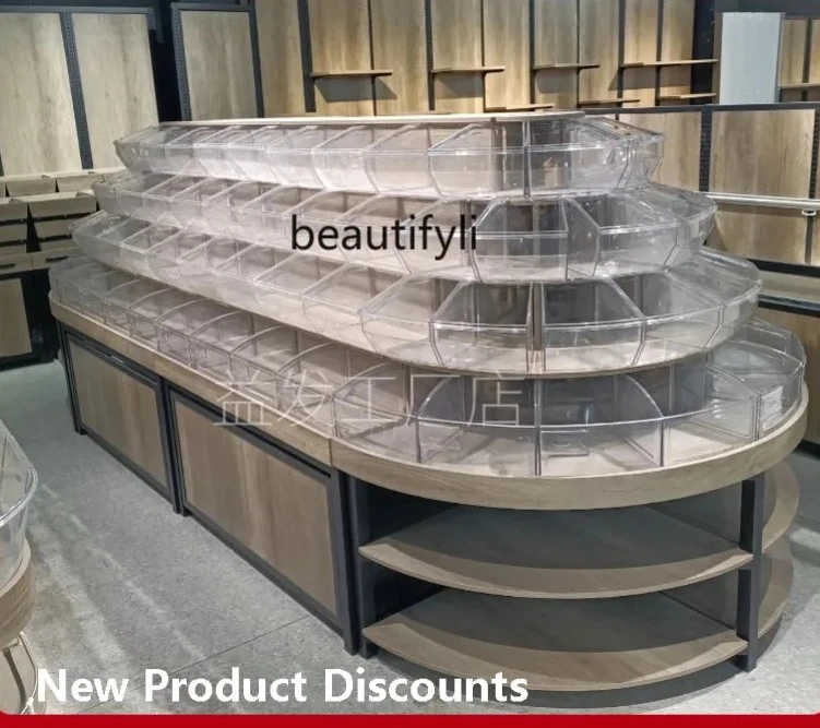 Supermarket Snacks Zhongdao Four-Layer Scattered Weighing Cabinet Leisure Food Rounded Shelves Showcase
