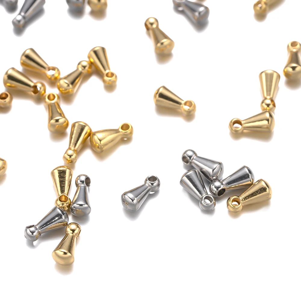 20Pcs Stainless Steel Water Drop Pendant End Beads For Tail Extender Chain DIY Bracelet Charms Jewelry Making Accessories Crafts