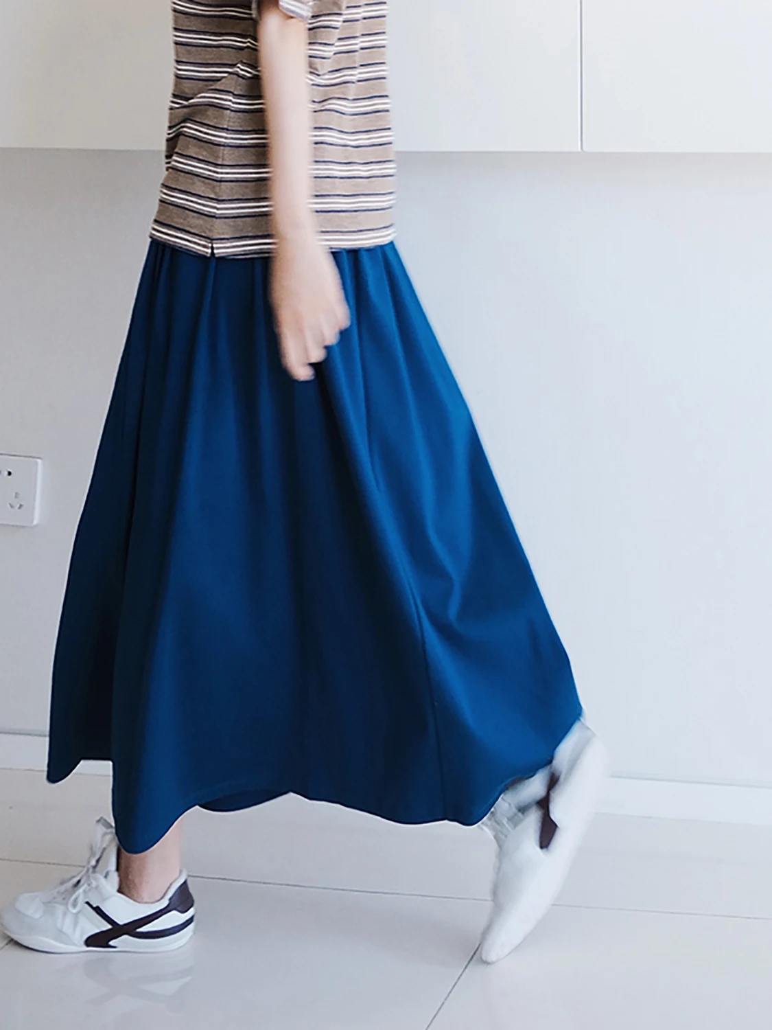 

Casual Pleated Georgette Half Skirt Women's mid Waist Cotton A-Line Skirt Loose Fit Summer Collection Ladies' Premium Fashion