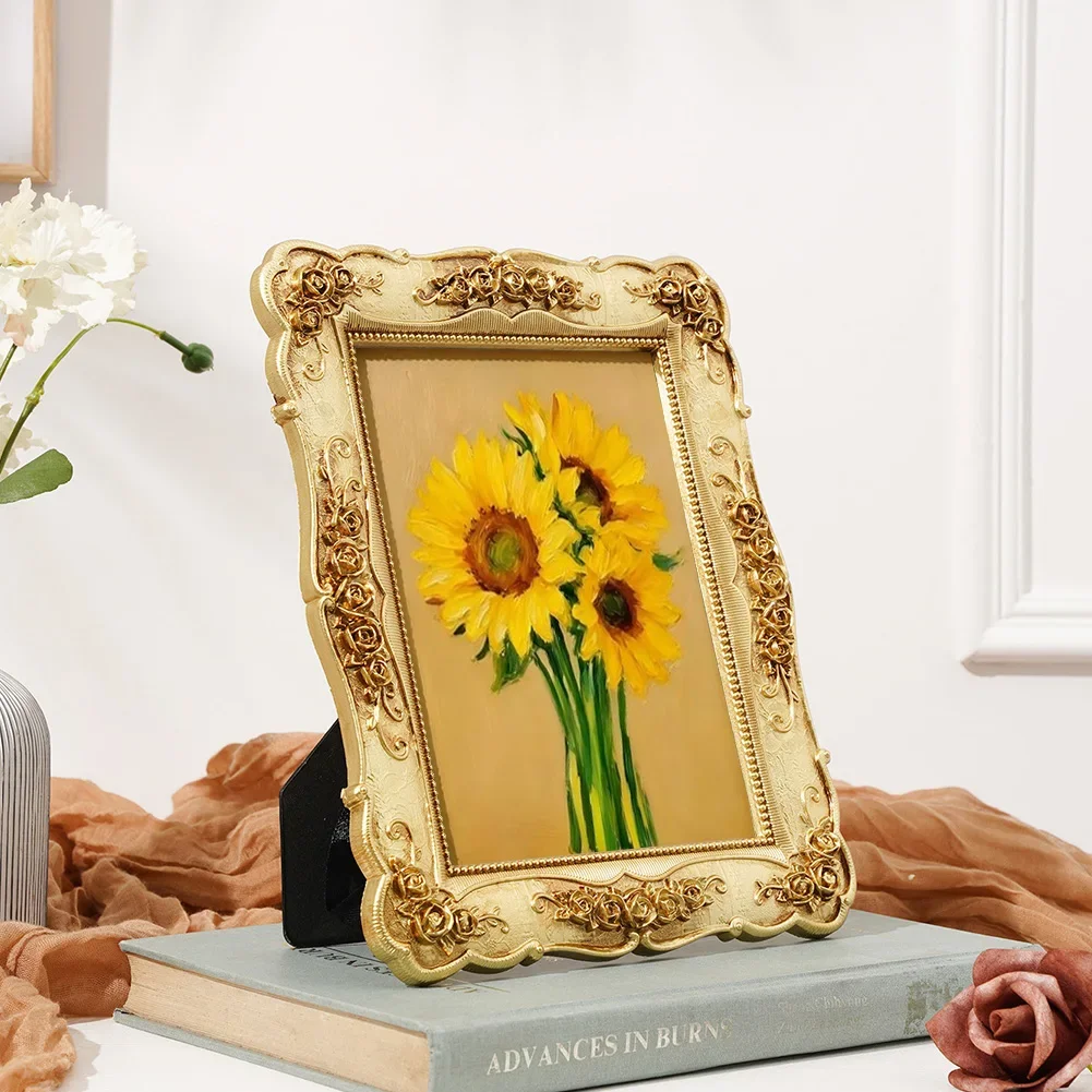 Decorative Resin Photo Frame with Floral Pattern Designed to Display 6 x 8 Photos Adds a Touch of Refinement to Any Space