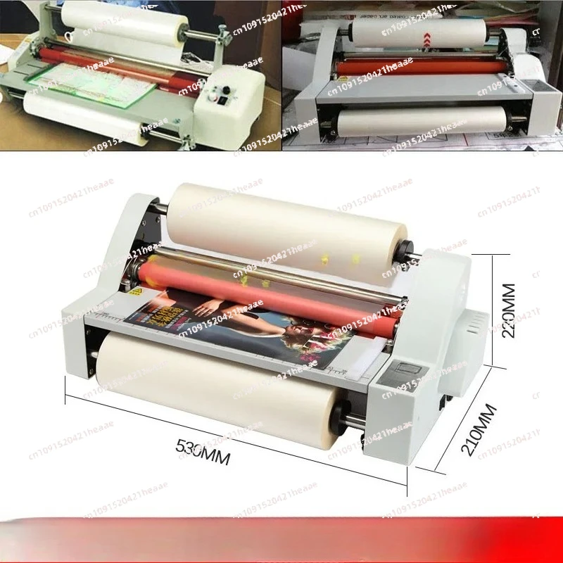 Suitable for Cold and Hot laminator Four Rollers Hot Roll Laminating Machine electronic temperature control Speed Adjustable220v