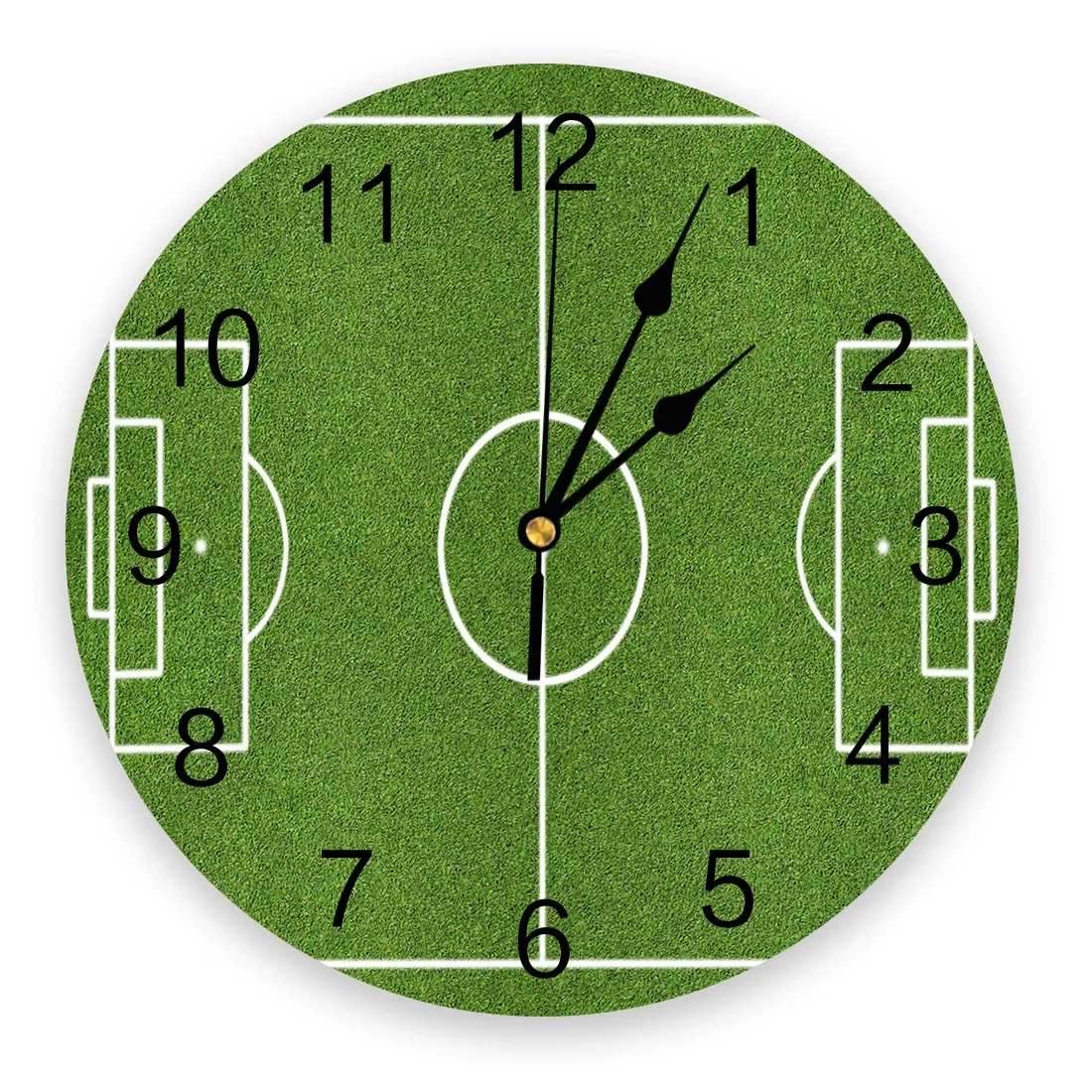 Soccer Balls Football Field 3d Wall Clock Modern Design Farmhouse Decor Kitchen Vintage PVC Round Clock Living Room Decoration