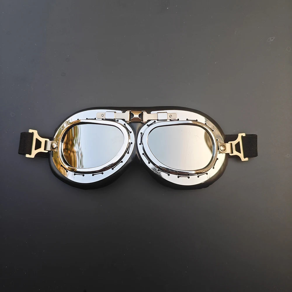 

Motorcycle Bicycle Helmet Goggles Retro Cycling Glasses with Leather Trim - Summer Protection for Riders Four Season Universal