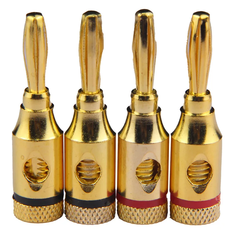 10Pcs Gold Plated 4mm Banana Plugs, Speaker Wire Connector for Audio Speaker Socket