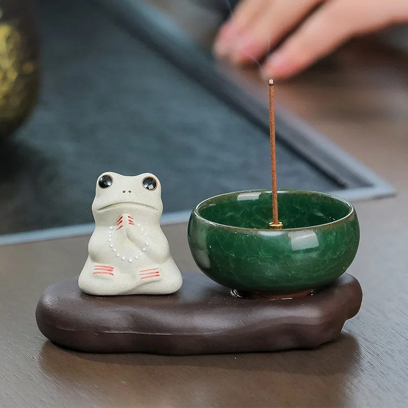 Cute Frog Incense Burner Frogs Tea Pets Ornaments Zen Home Tea