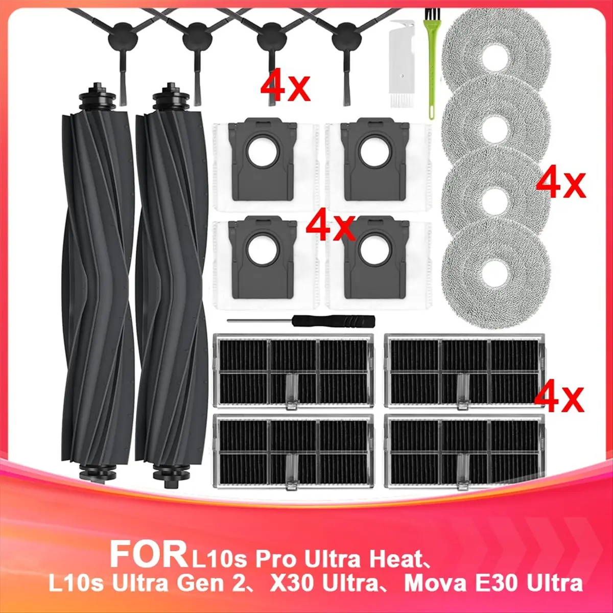 2026 Trend For L10s Pro Ultra Heat / X30 Ultra Robot Vacuum Cleaner Main Side Brush Hepa Filter Mop Cloth Dust Bags Parts