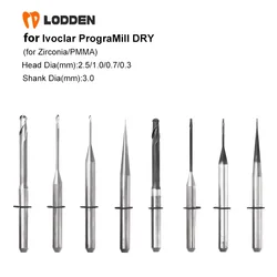 Dental Lab Frezen Burs voor Ivoclar PrograMill DROGE Zirconia PMMA D3 Slijpen Boren Diamant DC DCG DLC NC L40mm Tandarts Gereedschap