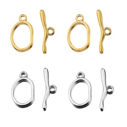 4 Set Gold Toggle Clasps Stainless Steel OT End Clasps Buckle Connectors for DIY Bracelet Necklace Jewelry Making Supplies