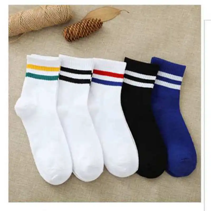 

Men Cute Women Sports Socks Funny School Girls Cotton Loose Striped Socks Colorful Women Sox Harajuku Designer Retro White