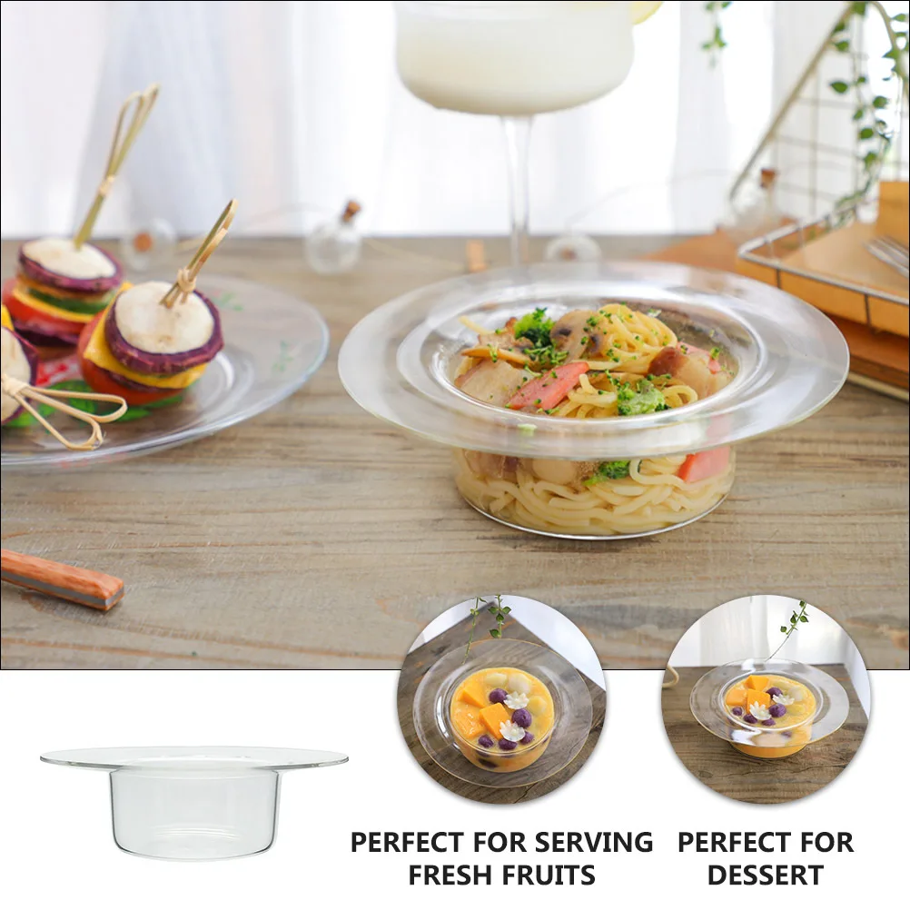 

1Pcs Sweet Dessert Bowl Straw Hat Shape Premium Glass Fruit Yogurt Serving Container Transparent Tableware Fruit Glass Bowl