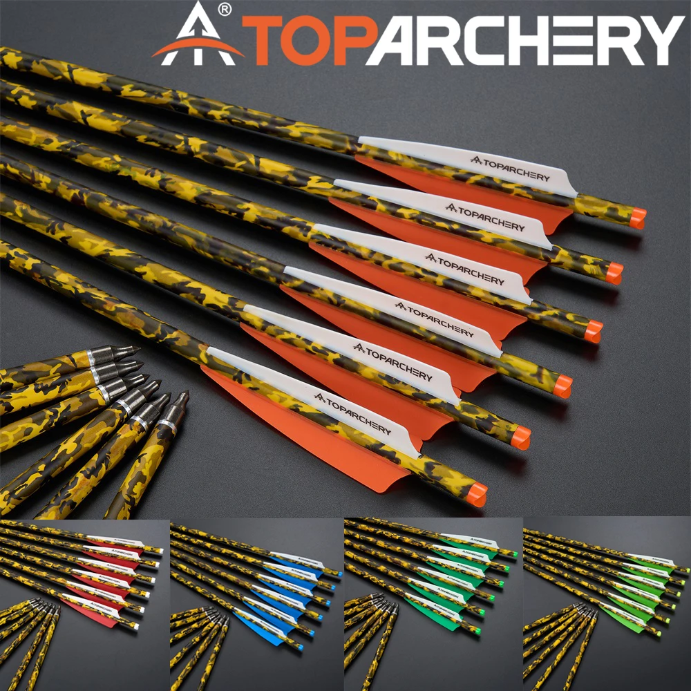 

TOPARCHERY 20" Archery Crossbow Bolt Arrows ID7.6mm Camouflage Carbon Arrow for Outdoor Hunting Shooting 6/12/24pcs
