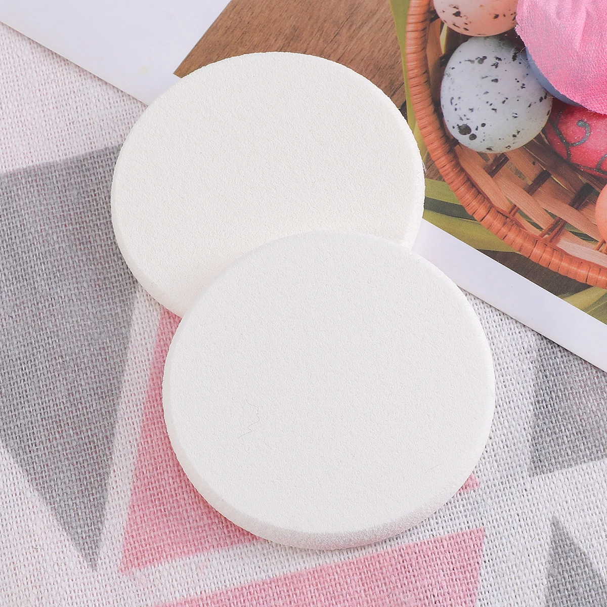 

24pcs Round Makeup Powder Puff Cotton Blending Sponge Foundation For Women White Professional Use Fashion