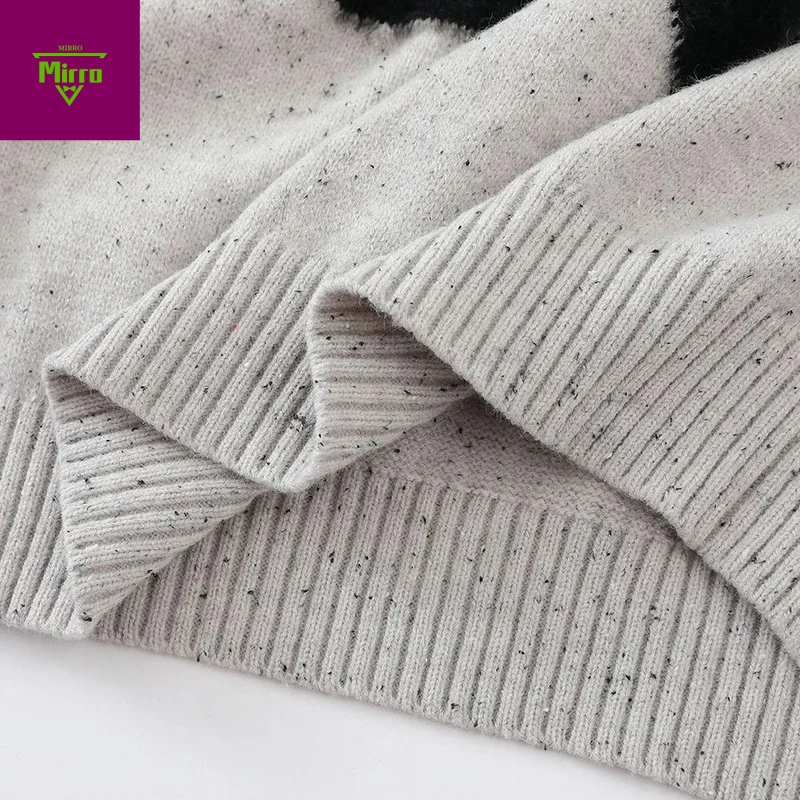 เสื้อสเวตเตอร์ลายการ์ตูนผู้ชาย สไตล์สตรีทแวร์ ฮาราจูกุ ฮิปฮอป ทรงโอเวอร์ไซส์ เสื้อไหมพรมถัก สวมหัว ลำลอง ทรงหลวม