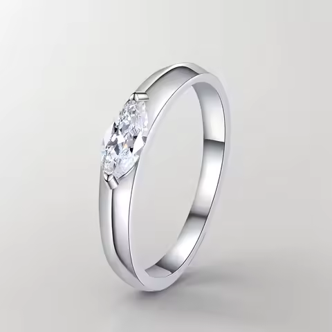 100% 925 Sterling Silver 0.5CT D Color Marquise Moissanite Diamond Rings For Women 14K Gold Plated Wedding Ring Fine Jewelry