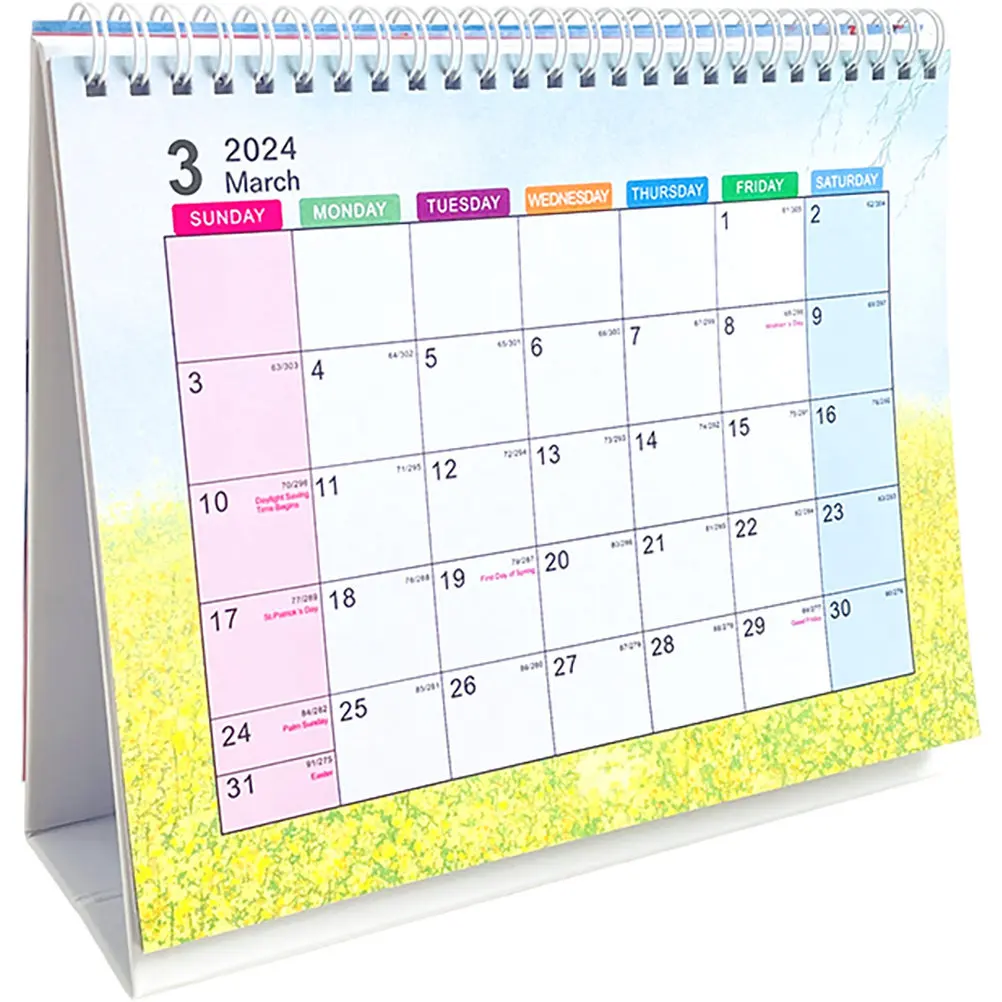 

Full Year 2024 Standing Desk Calendar Lightweight Portable Perpetual Tabletop Calendar for Home Office Decor Desktop Decoration