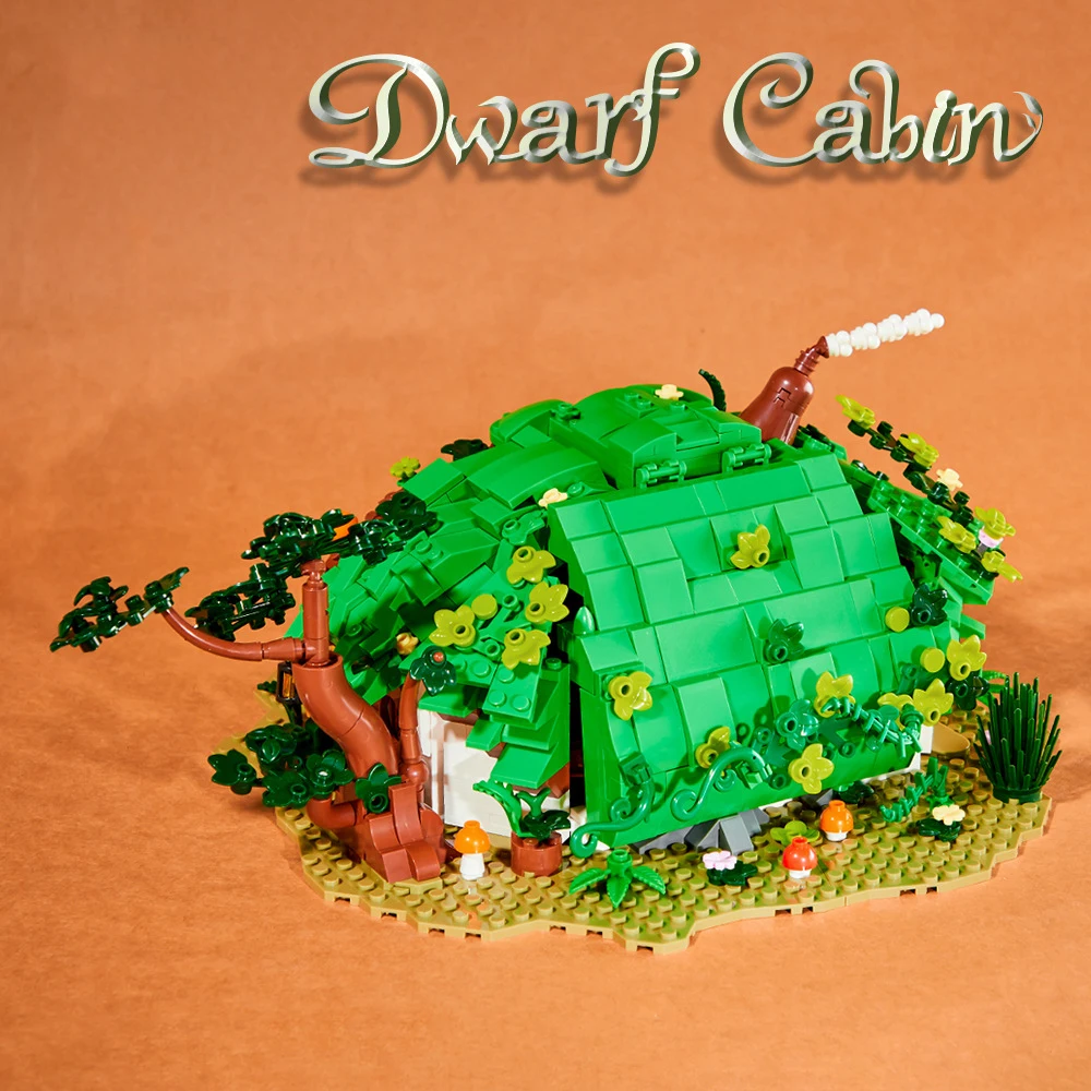 Kreatywna Architektura Bajkowy Świat Kryjówka Krasnoludów Budowa z Klocków Dom z Klocków Widok Ulicy Zabawki ze Światłem na Prezent