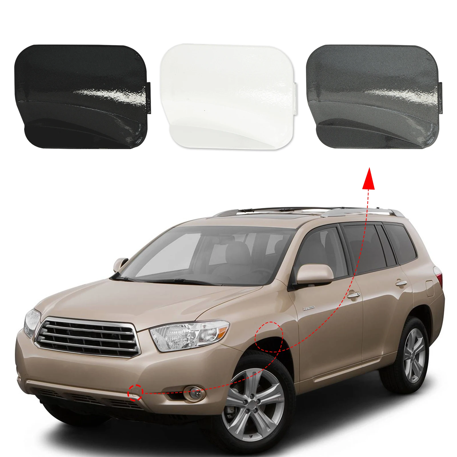 Front Bumper Tow Hook Cover Cap Towing Eye for Toyota Highlander Accessories 2008 2009 2010 52128-0E030 52127-0E030