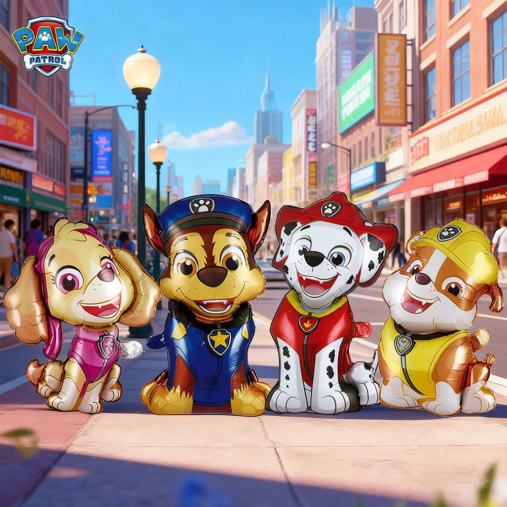 4-teiliges PAW Patrol Offiziell Lizenziertes Ballonset Niedlicher Cartoon-Stil Dekoration Karnevalsparty Foto-Requisiten Party-Zubehör