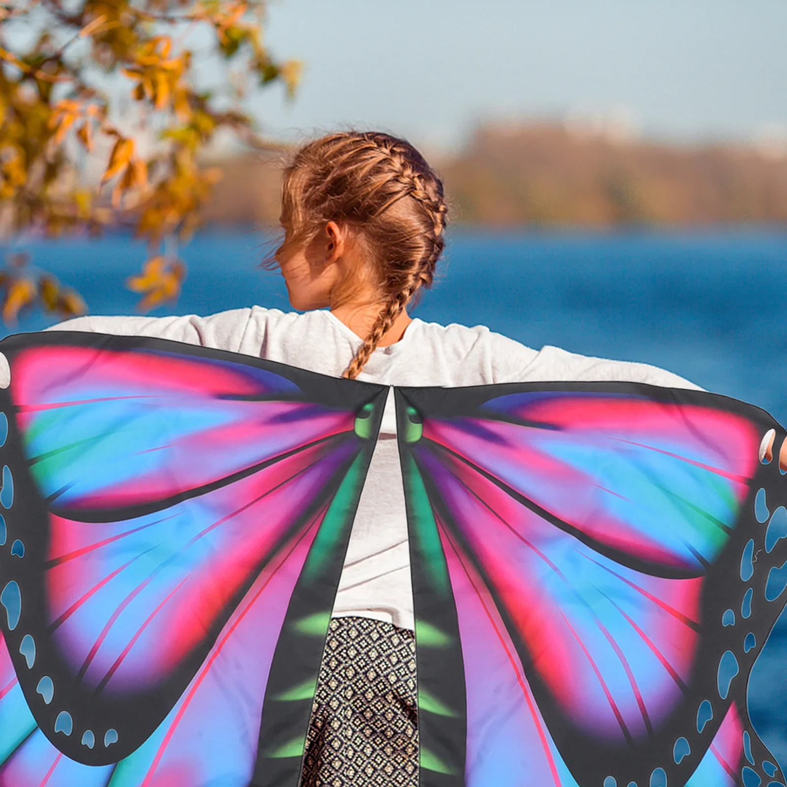 Skrzydła motyla peleryna szal dla dzieci lekki kostium na Halloween cosplay imprezę przebranie skrzydła motyla rekwizyt dla dzieci