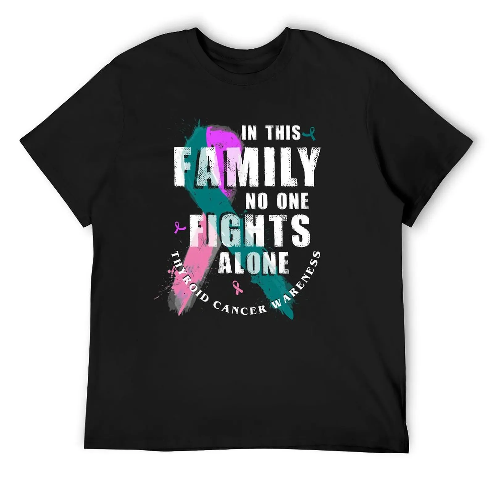 In This Family No One Fights Alone Thyroid Cancer T-Shirt for a boy sweat men t shirts