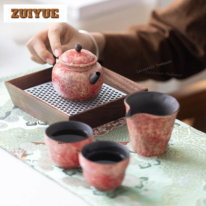Rock Minerals Coloured Pottery Tea Set Complete Set Creative Tea Ceremony Set Teapot And Tea Cup Set Tea Services Decoration