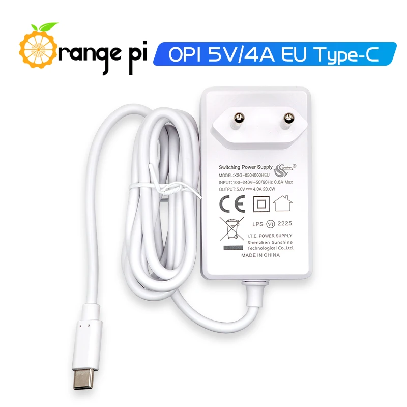 Блок питания Orange Pi 5V4A EU/US Type-C для OPi (5/5B/ Plus/4 LTS/800)