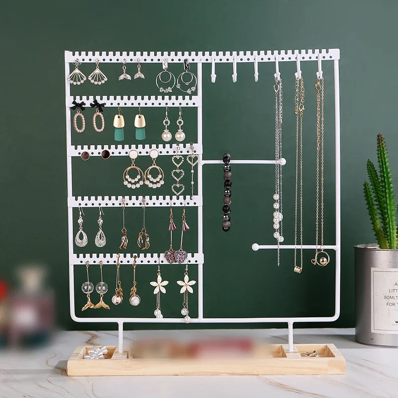 

Multifunctional Earring Display Rack Necklace Ring Storage Rack Detachable Wooden Bottom Women Bracelet Watch Jewelry Rack