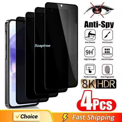 4PCS Privacy Tempered Glass for Samsung S25 S24 Ultra S23 S22 Plus S21 S20 FE A56 5G A55 A54 A53 A36 A35 A34 A33 A26 A25 A16 A15