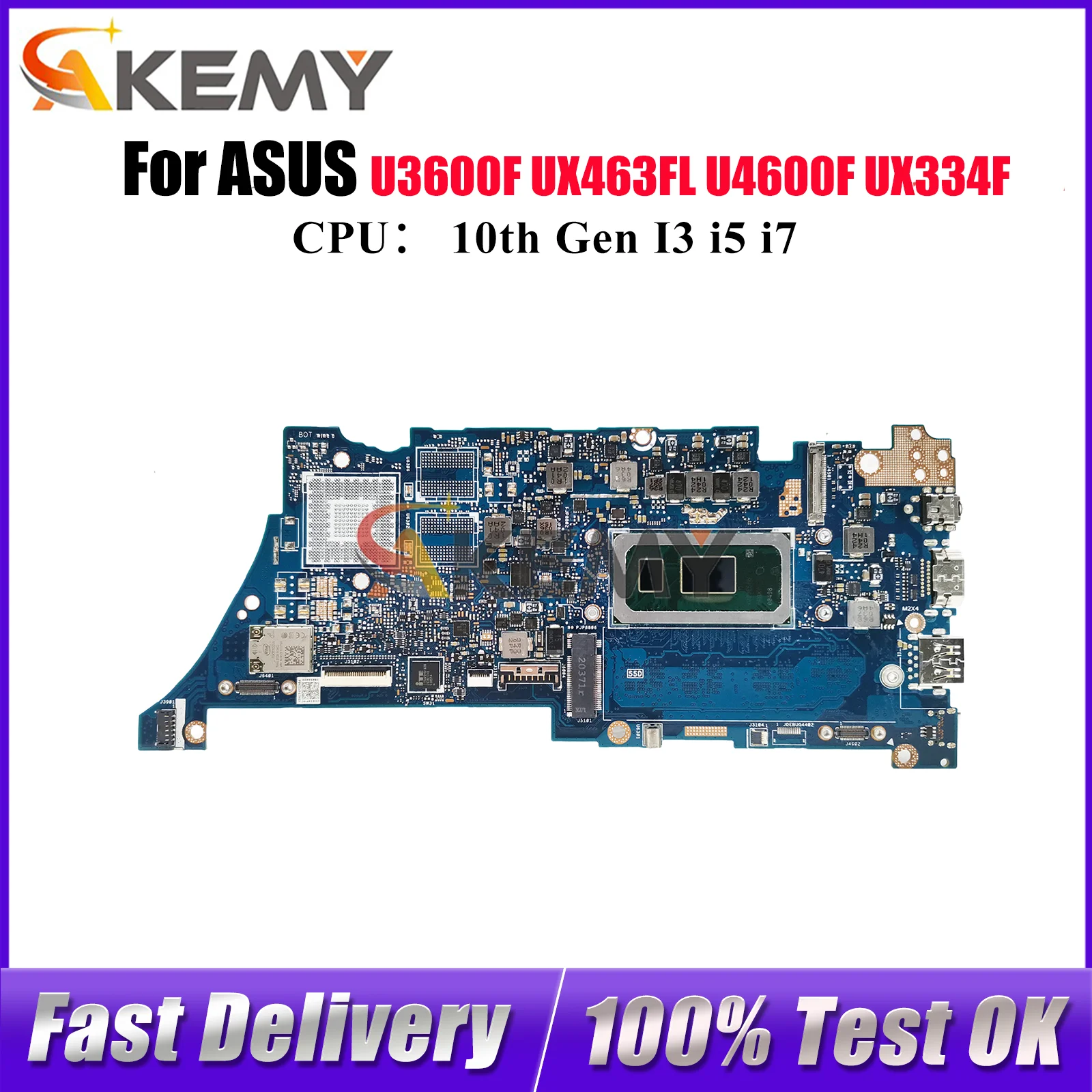 

UX334FA Laptop Motherboard For ASUS ZenBook UX334FA UX463FL U3600F UX334FL U4600F UX334F Mainboard With 10th Gen I3 i5 i7 fast