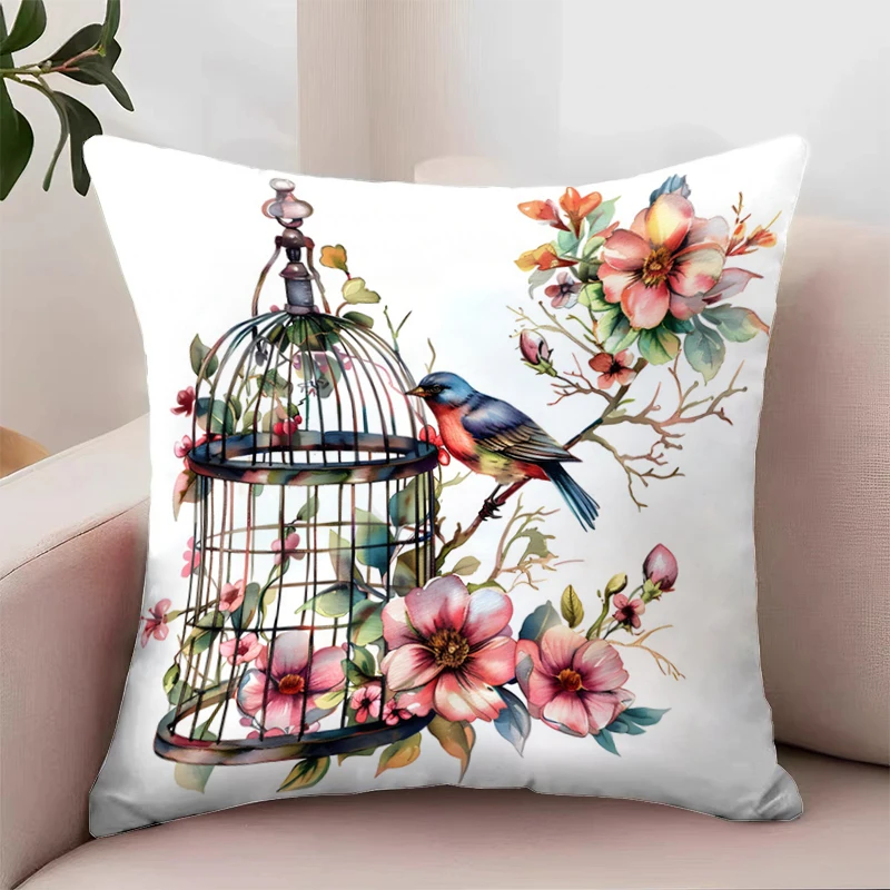 

Cushion Covers for Decorative Cushions Birds Standing on Tree Branches Pillowcase 40*40 Decorative Pillow Cover 45x45 Home Decor