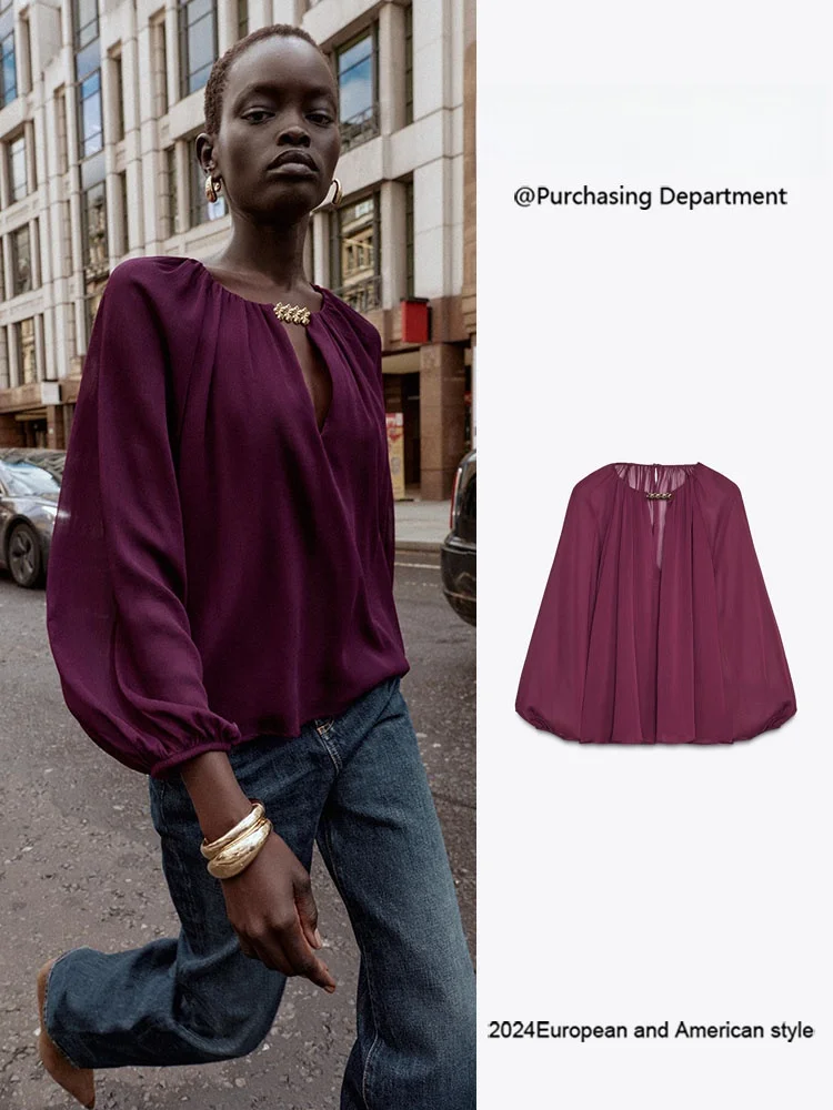 

Faionable Long Sve Translucent irt Women's Autumn New Arrival Versatile Apparel Auxiliary Material Ethnic Stage Costume