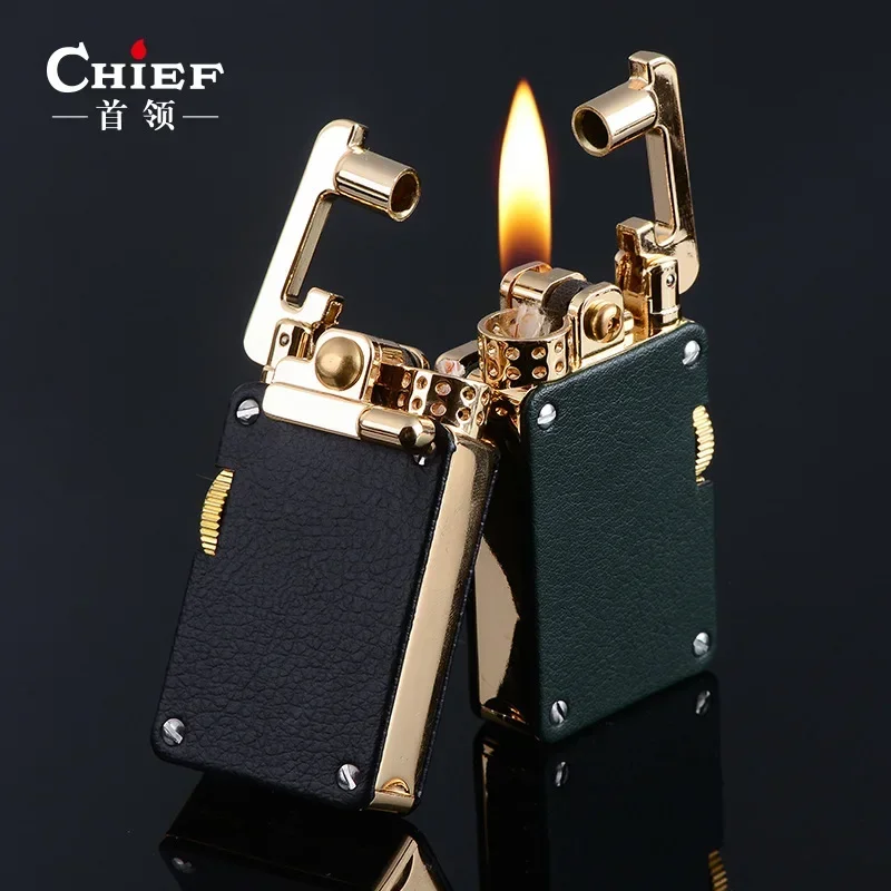 2024 New CHIEF Kerosene Lighter Light Luxury Rocker Ejection Ignition Mechanical Personalized Men's Business Gift Collectible