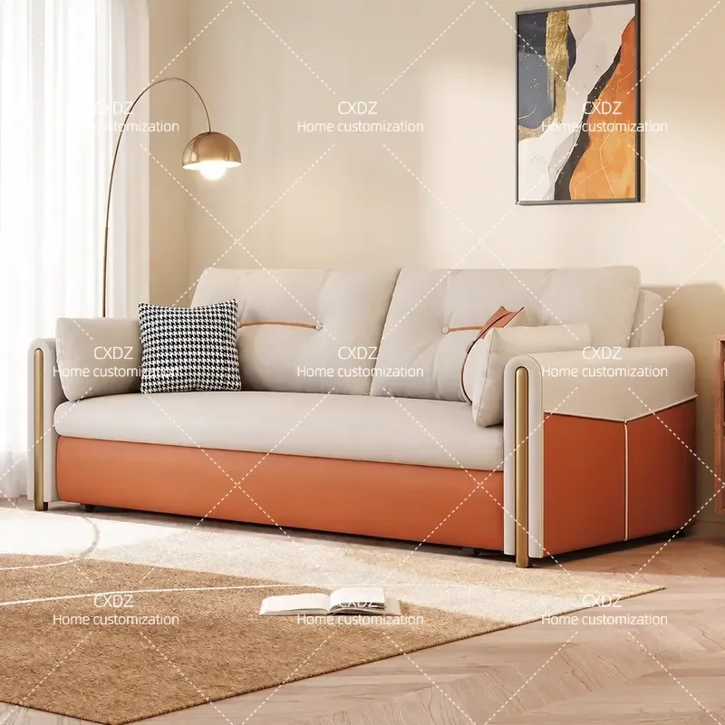 Light luxury high-end folding sofa bed integrated dual-purpose new technology cloth small apartment living room two-in-one