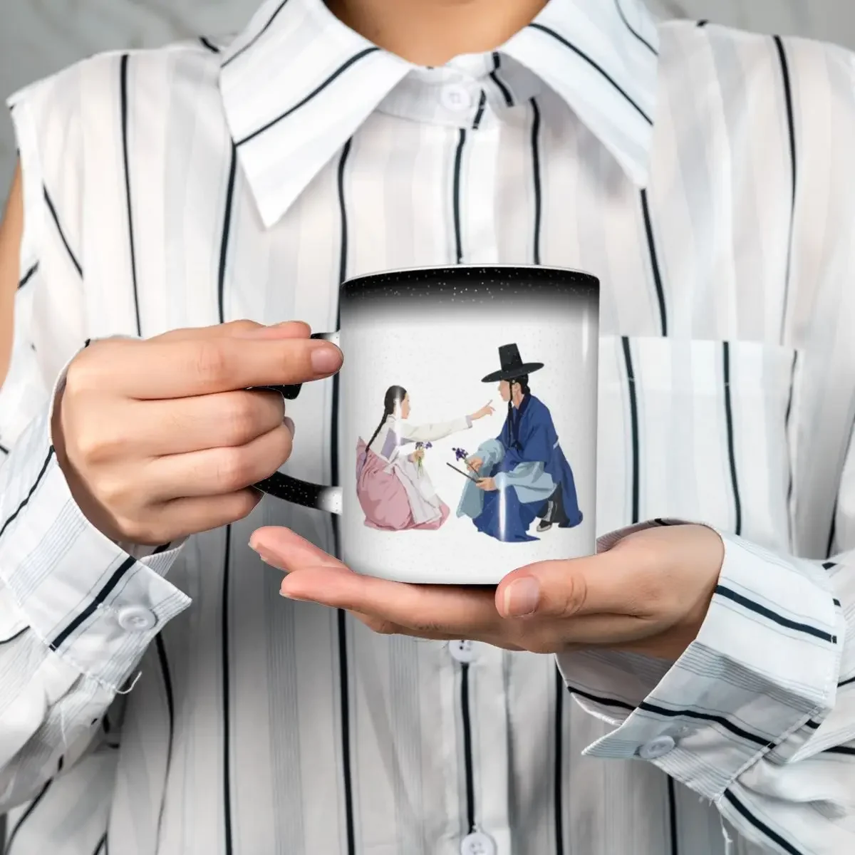 Tasses à café en céramique amusantes, mugs à thé, tasses à lait, articles de boisson, cadeau pour amis, avec motifs de séries TV populaires, couples amoureux, Bon Appétit, Votre Majesté