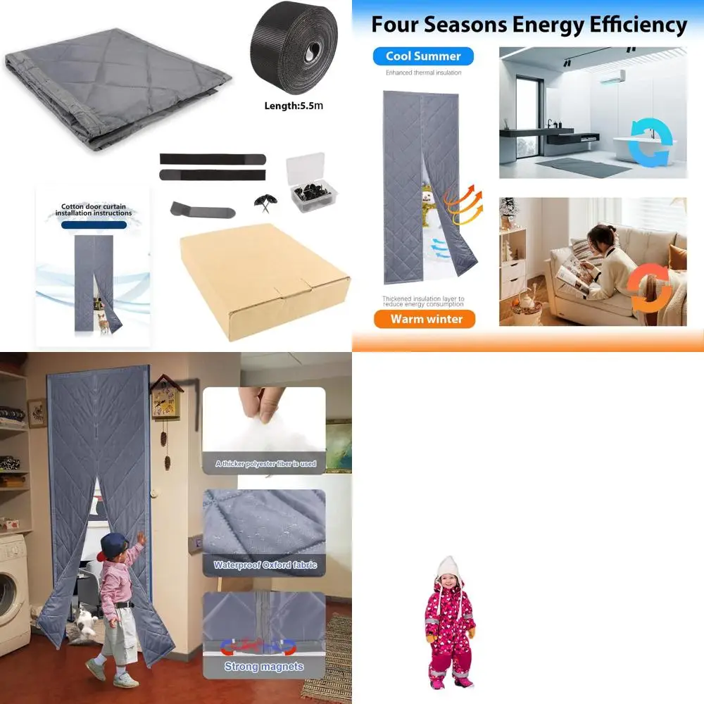 

Дверная штора с термоизоляцией, 60x96, магнитная застежка, толстый хлопок для звукоизоляции и ветрозащиты.