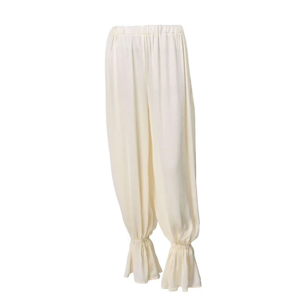 Bubble Pleated Balloon Pants for Women Elastic High Waist Side Slit Harem Pants Flowy Ruffle Gathered Hem Wide Leg Pants